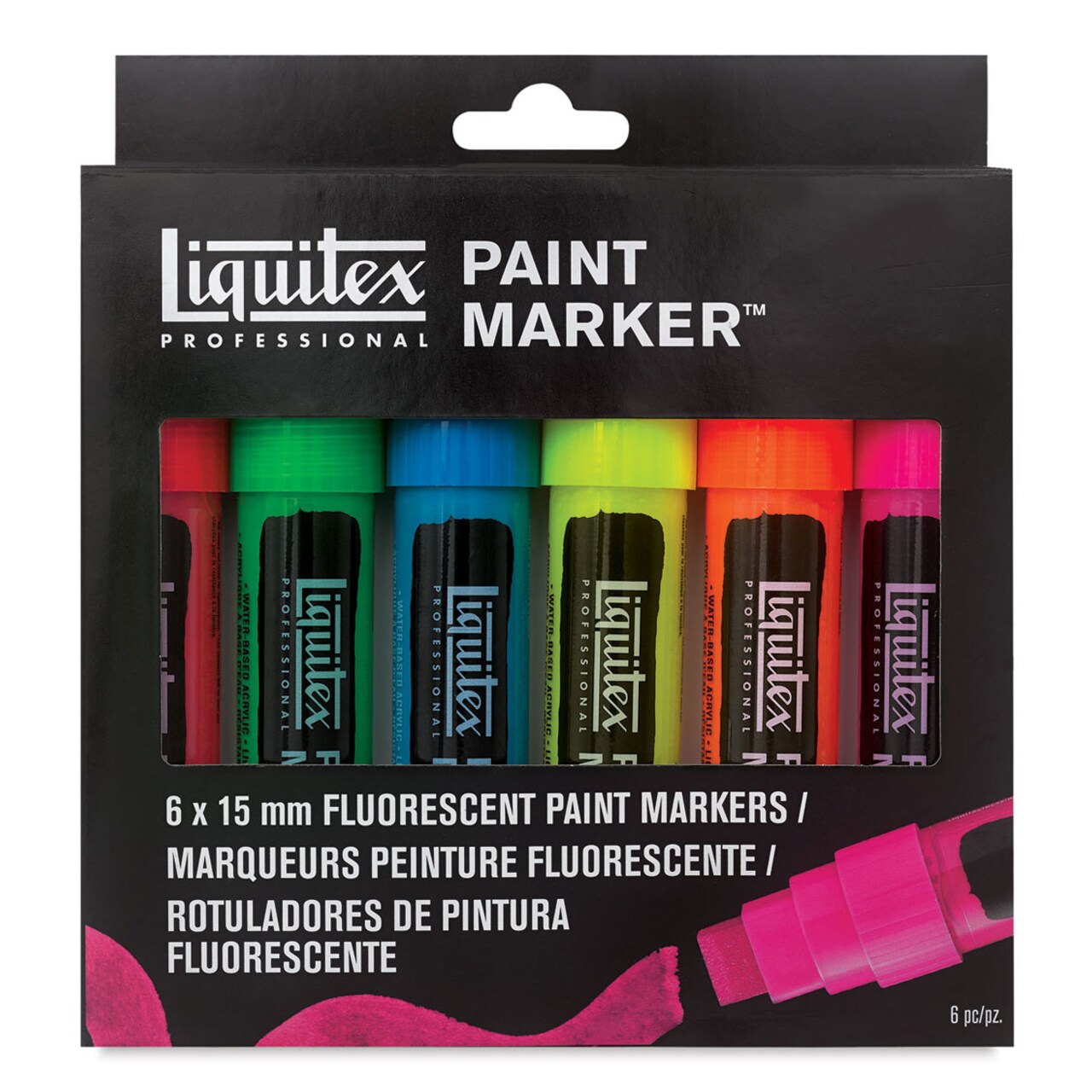 Liquitex Paint Marker - Fluorescent Colors, 15mm Tip, Set of 6